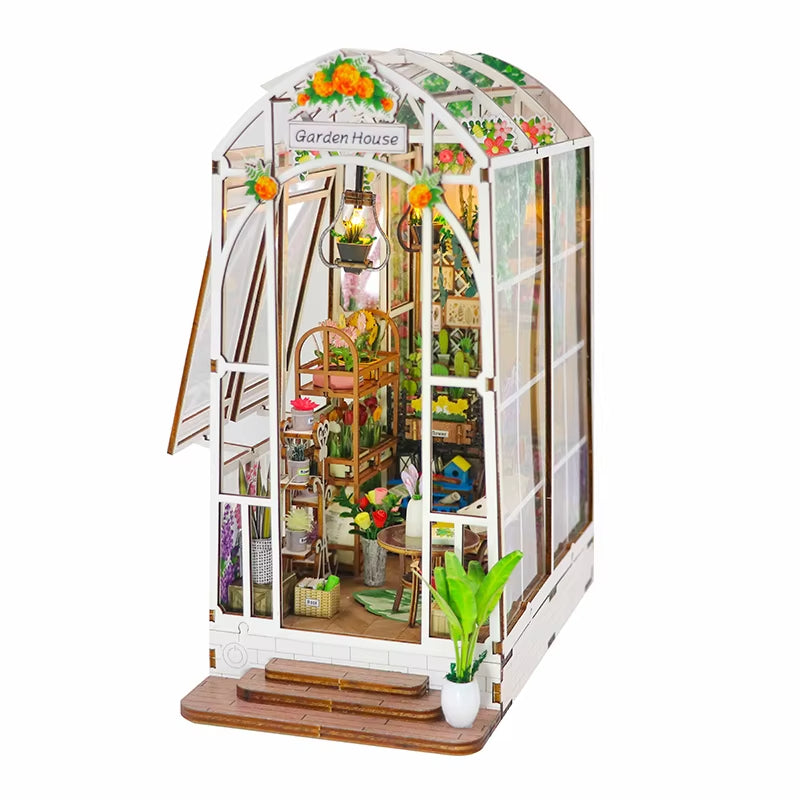 Hongda M2313 Garden House 3D Wooden Diy BookNook With Light