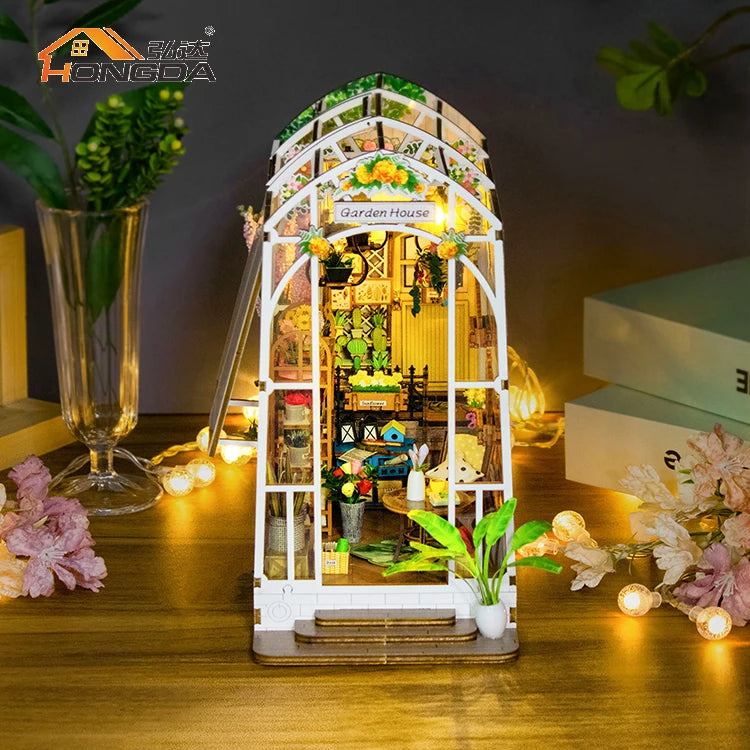 Hongda M2313 Garden House 3D Wooden Diy BookNook With Light