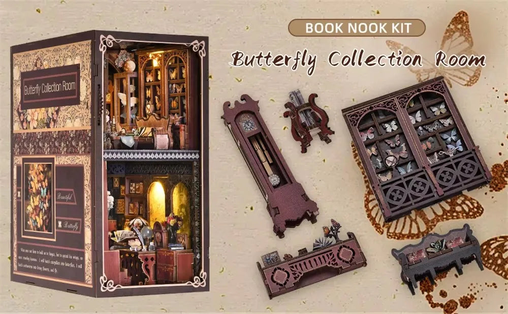 Hamaileon YM-03 Butterfly Collection Room Book Nook with LED Lights