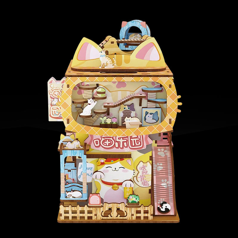 TONECHEER TQ-185 3D Puzzle Box Miniature DIY Desktop Storage Kit (Cats' House)