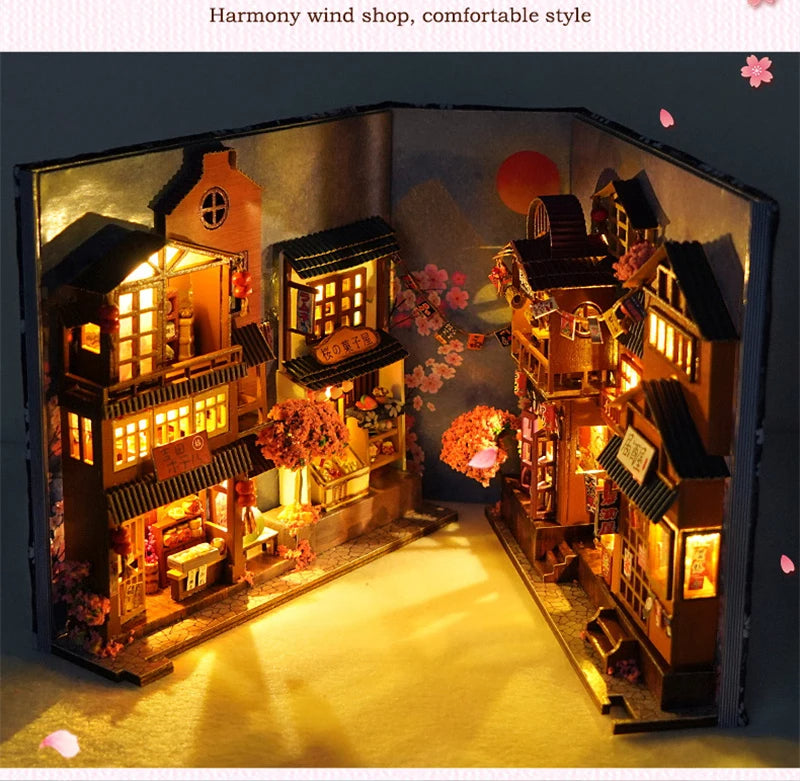 DIYCLUB-YY Model TC25 DIY Wooden Japanese Store Book Nook Miniature Dollhouse