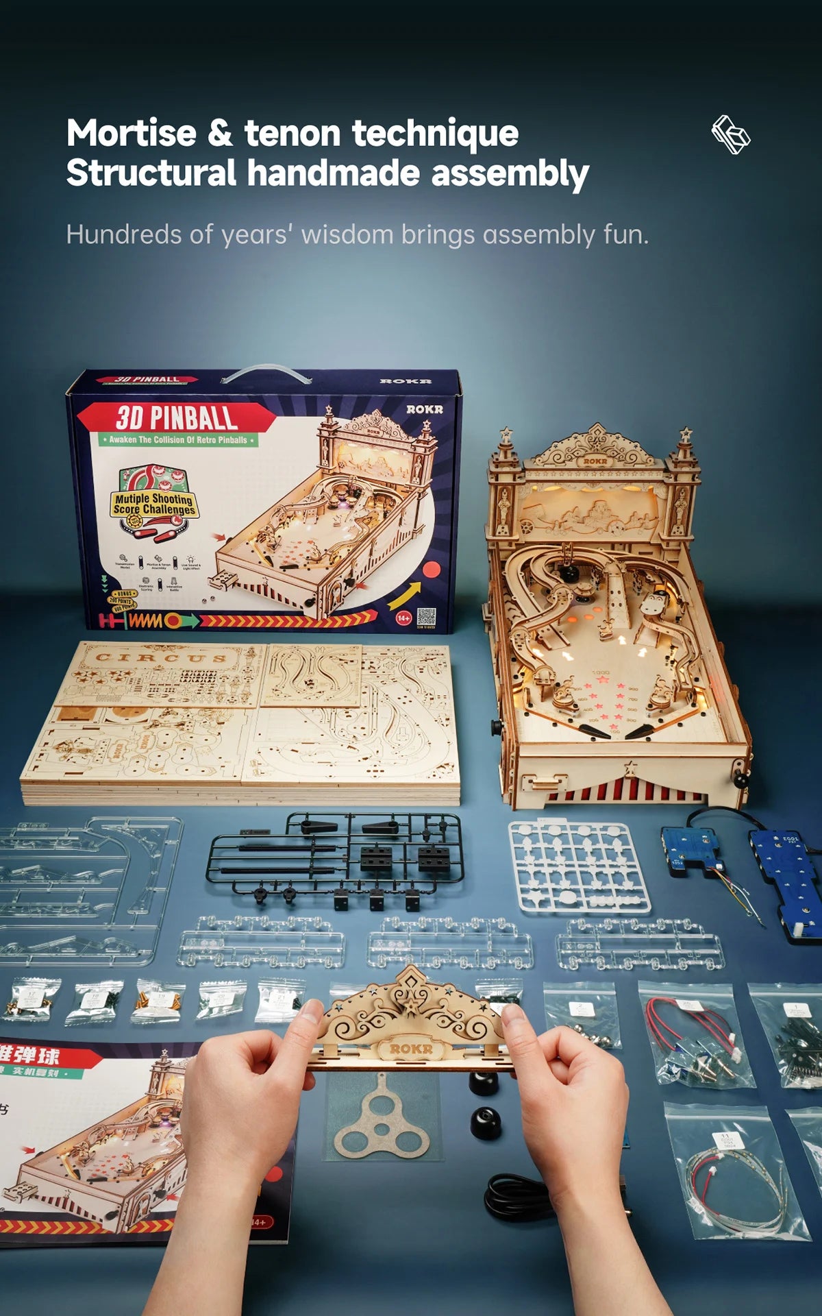 ROKR - EG01 - 3D Pinball Machine 3D Wooden Puzzle