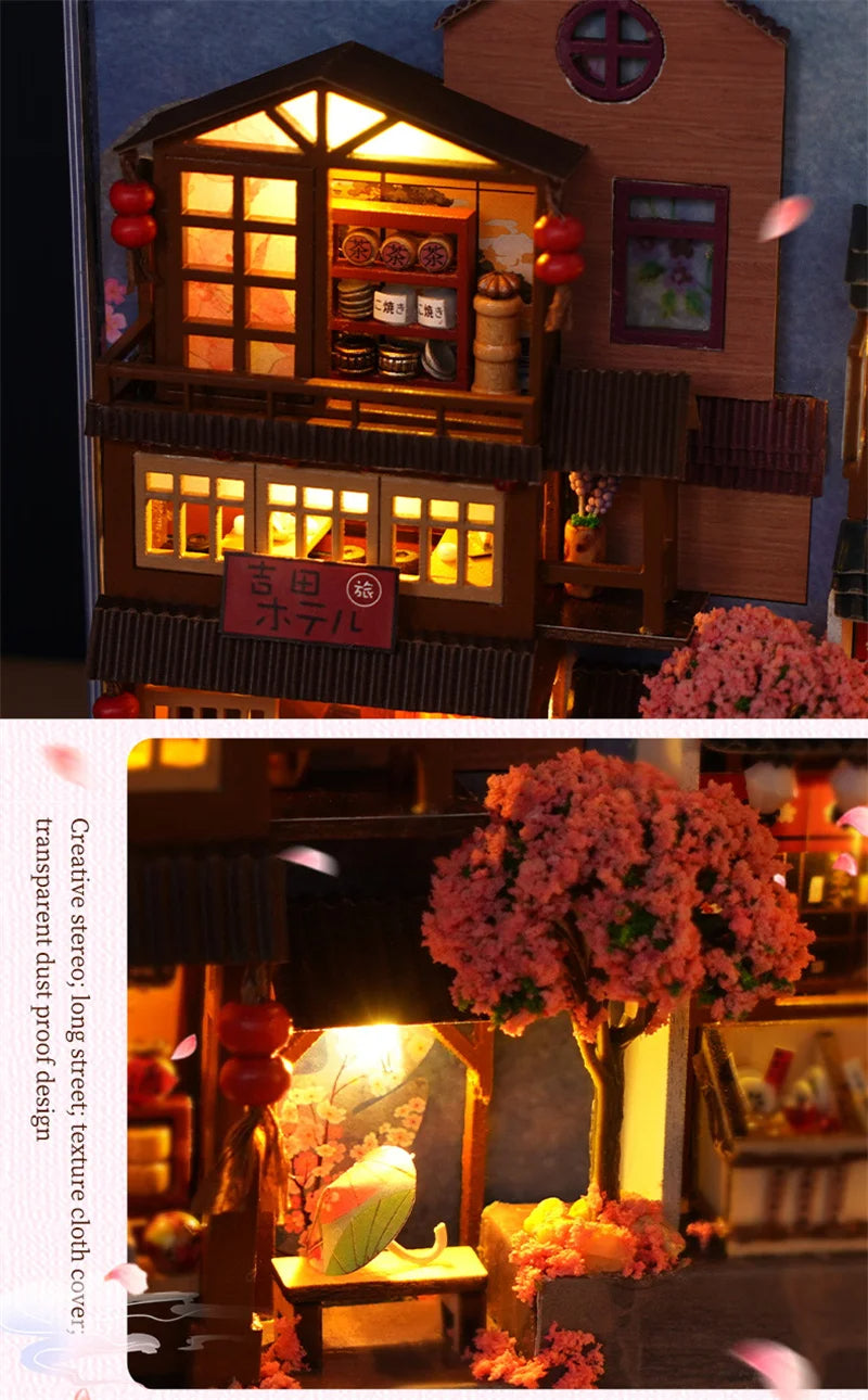 DIYCLUB-YY Model TC25 DIY Wooden Japanese Store Book Nook Miniature Dollhouse