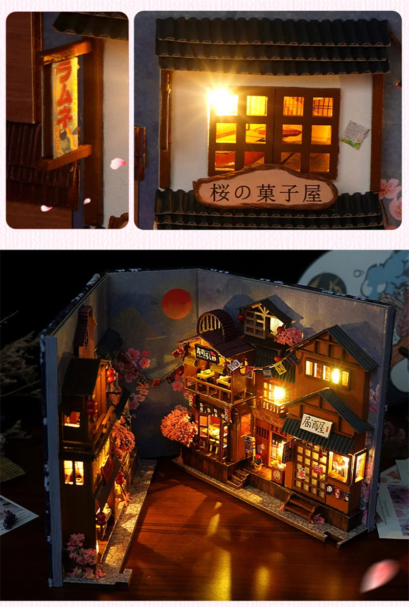 DIYCLUB-YY Model TC25 DIY Wooden Japanese Store Book Nook Miniature Dollhouse