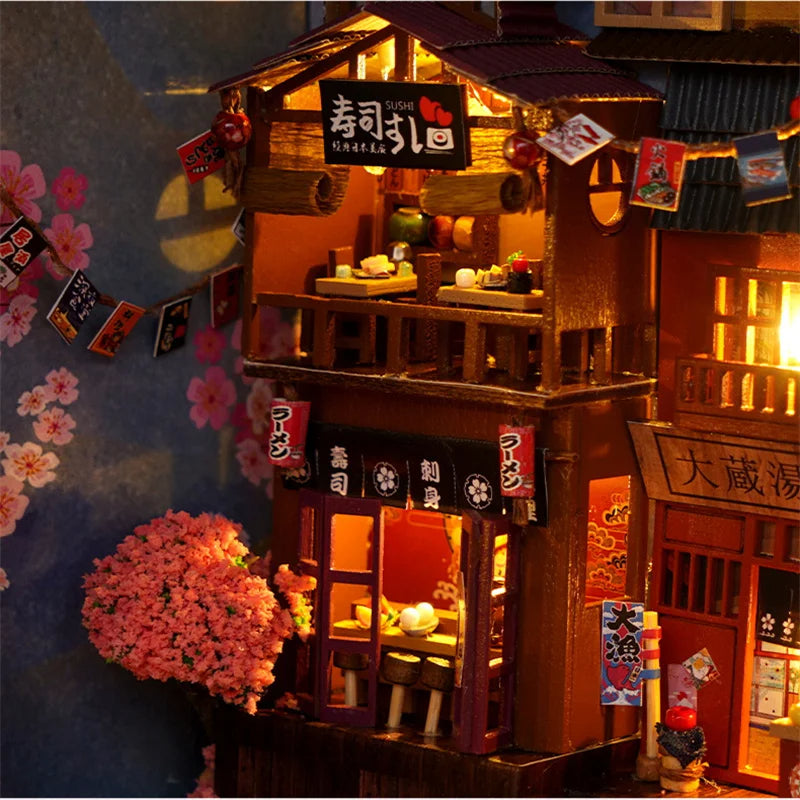 DIYCLUB-YY Model TC25 DIY Wooden Japanese Store Book Nook Miniature Dollhouse