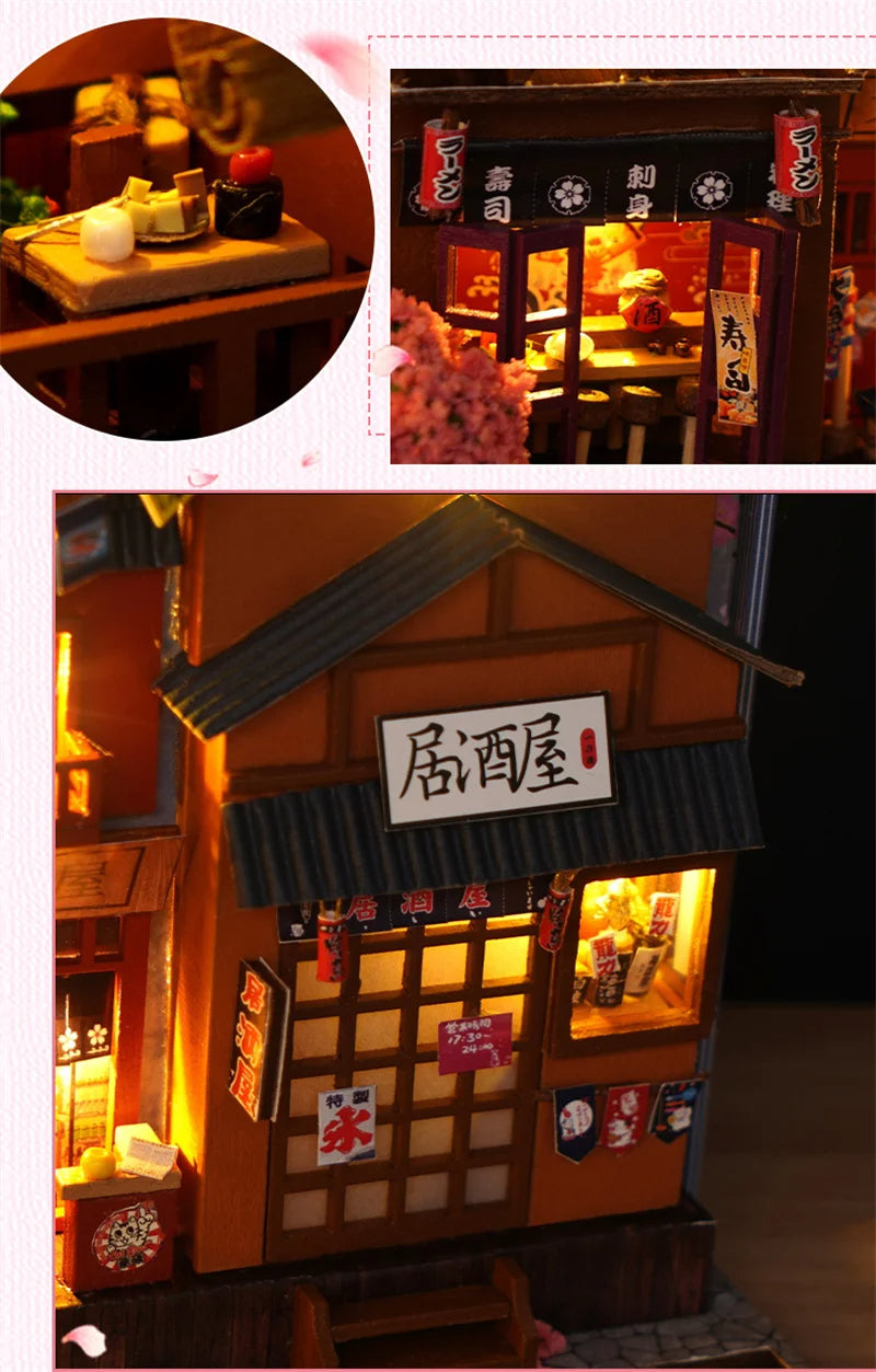 DIYCLUB-YY Model TC25 DIY Wooden Japanese Store Book Nook Miniature Dollhouse