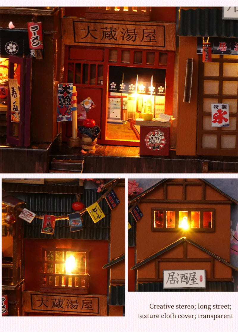 DIYCLUB-YY Model TC25 DIY Wooden Japanese Store Book Nook Miniature Dollhouse