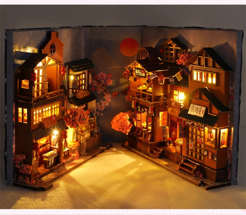 DIYCLUB-YY Model TC25 DIY Wooden Japanese Store Book Nook Miniature Dollhouse