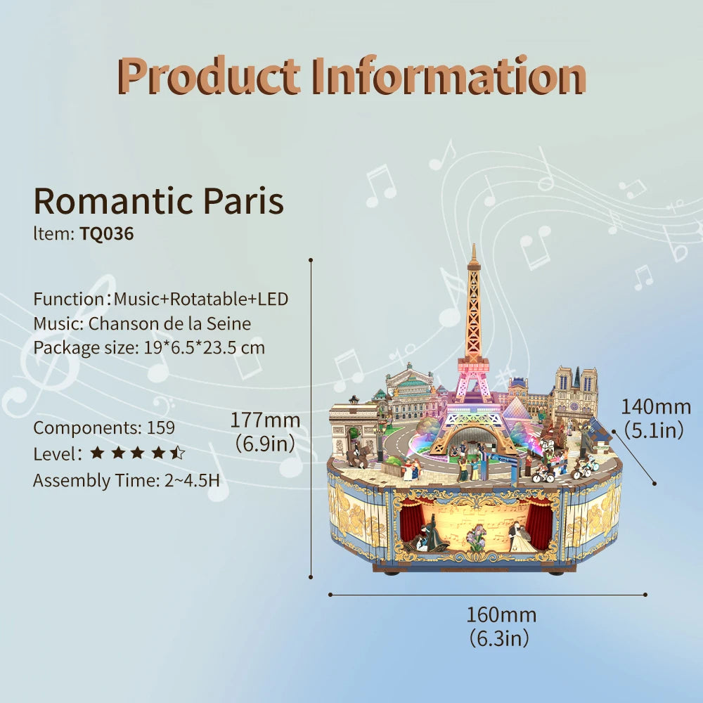 TONECHEER TQ036 Romantic Paris Music Box