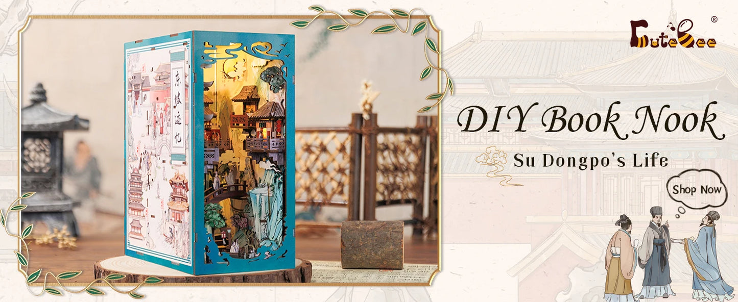 CUTEBEE EK-01B DIY Wooden Book Nook Kit (Su Dongpo's Life)