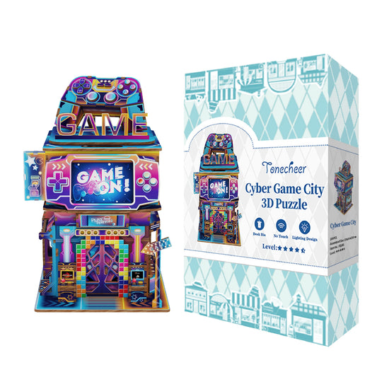 TONECHEER TQ-182 3D Puzzle Box Miniature DIY Desktop Storage Kit (Cyber Game City)