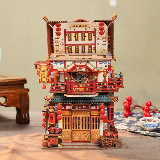 TONECHEER TQ-659 3D Puzzle DIY Desktop Storage Kit (Ancient Restaurant)