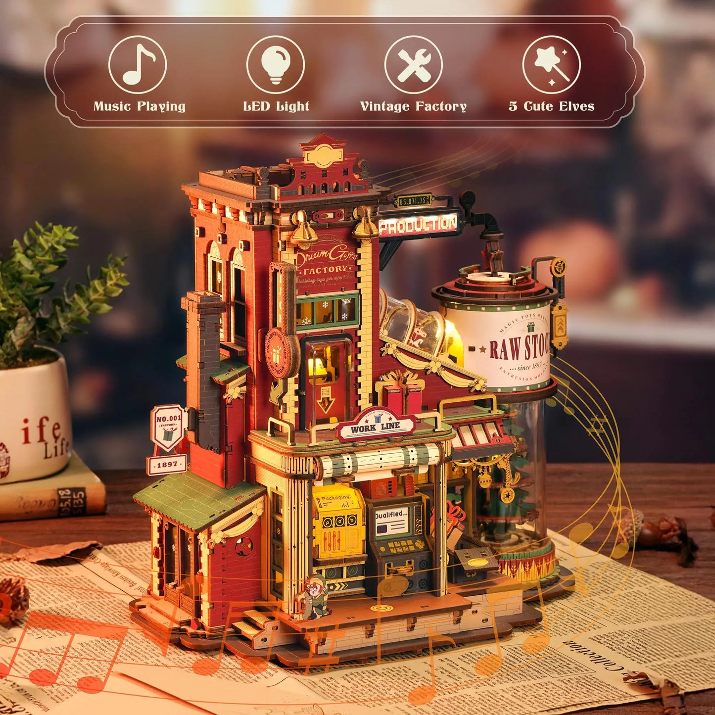 ROBOTIME EAB01  3D Wooden Puzzles Gift Factory Wooden Music Box