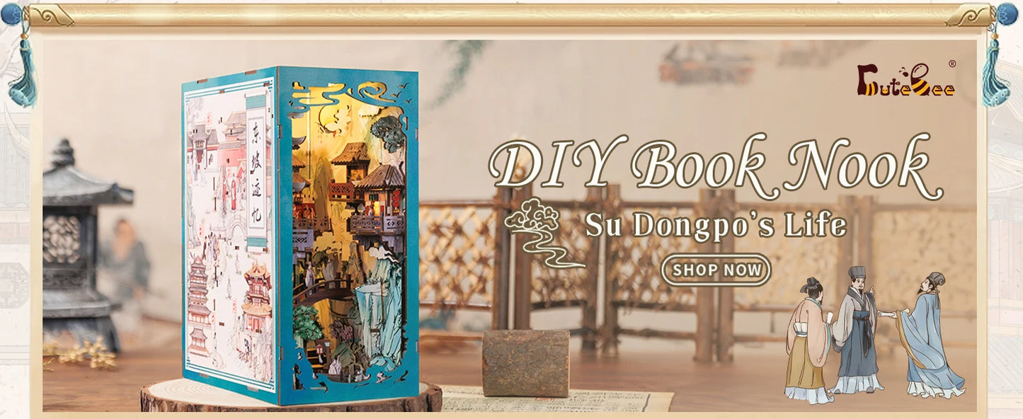 CUTEBEE EK-01B DIY Wooden Book Nook Kit (Su Dongpo's Life)