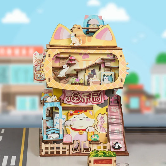 TONECHEER TQ-185 3D Puzzle Box Miniature DIY Desktop Storage Kit (Cats' House)