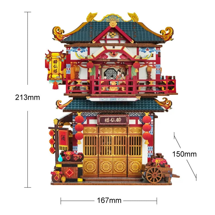 TONECHEER TQ-659 3D Puzzle DIY Desktop Storage Kit (Ancient Restaurant)