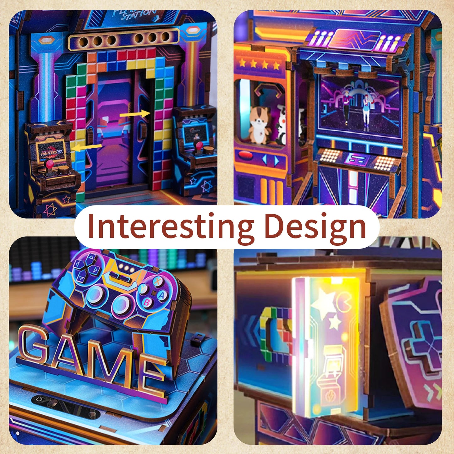 TONECHEER TQ-182 3D Puzzle Box Miniature DIY Desktop Storage Kit (Cyber Game City)