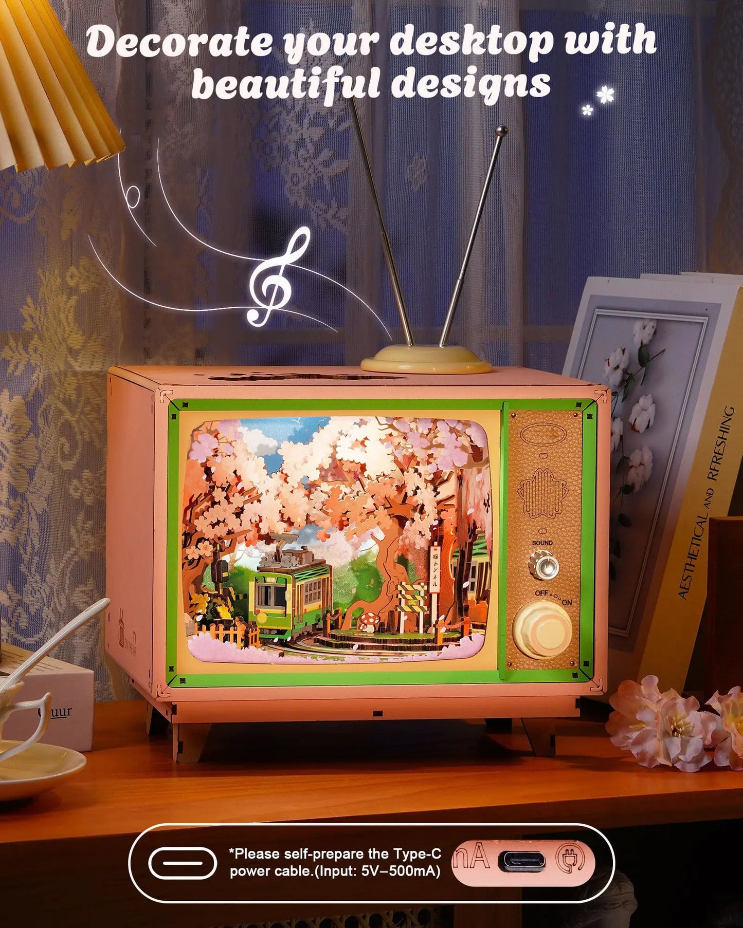 Rolife  AMT02 Sakura Dreamy Tour 3D Wooden Puzzle Music Box with Light