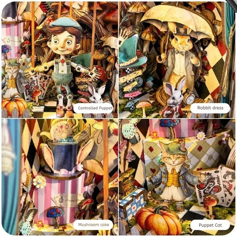 Hamaileon SQ-33 Puppet Theater Wooden Puzzles with LED Dust Cover