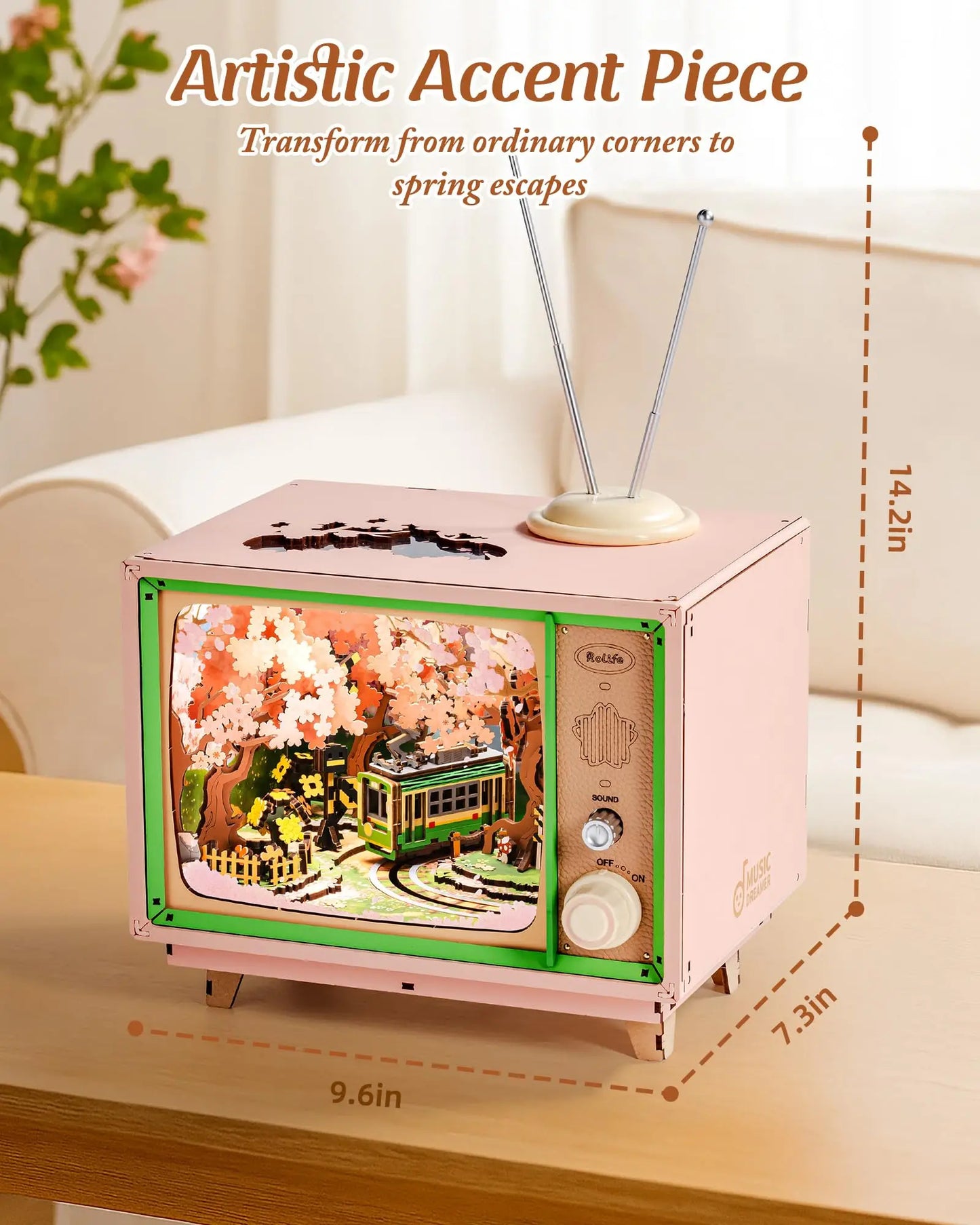 Rolife  AMT02 Sakura Dreamy Tour 3D Wooden Puzzle Music Box with Light