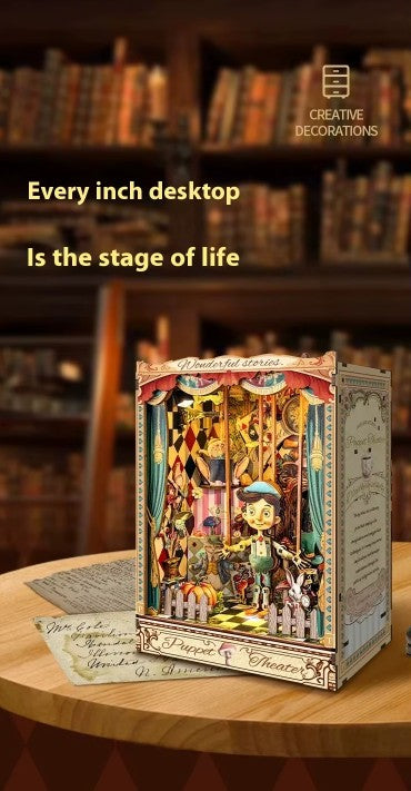 Hamaileon SQ-33 Puppet Theater Wooden Puzzles with LED Dust Cover