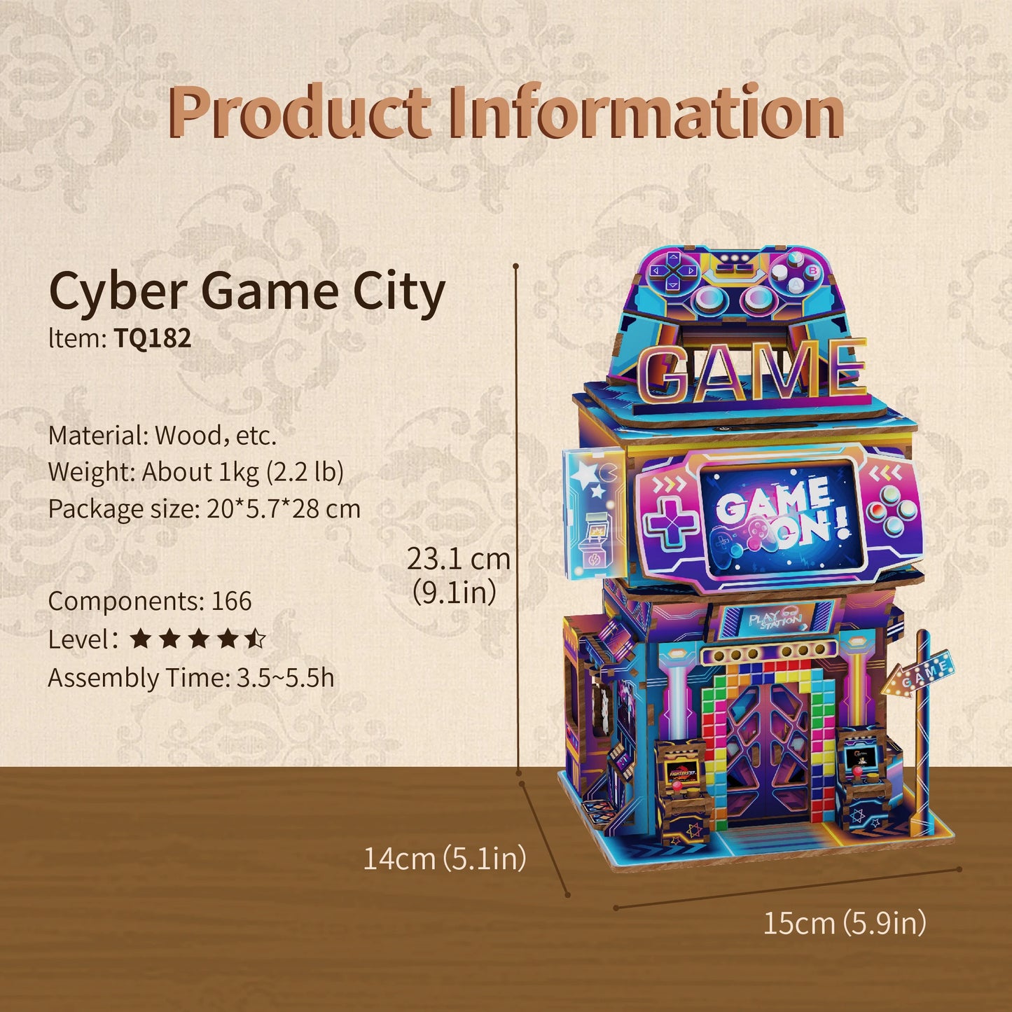 TONECHEER TQ-182 3D Puzzle Box Miniature DIY Desktop Storage Kit (Cyber Game City)
