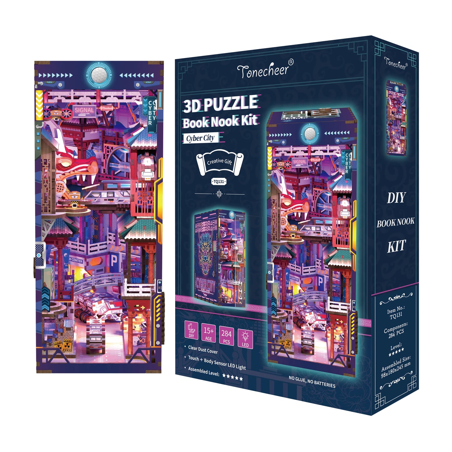 TONECHEER TQ-131  3D Wooden Puzzle DIY Book Nook Kit (Cyber City)