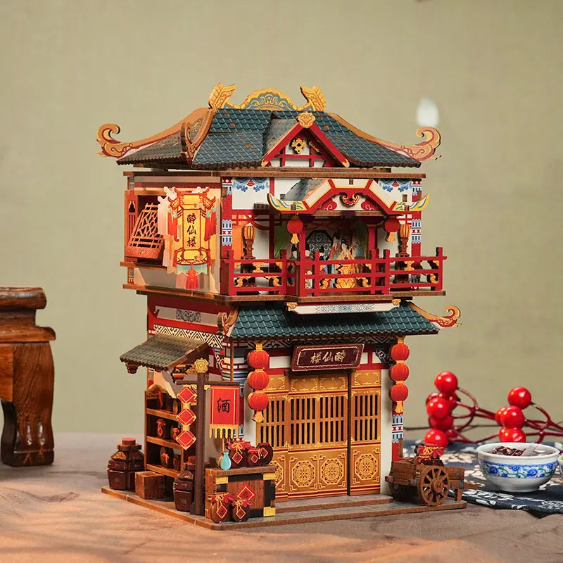 TONECHEER TQ-659 3D Puzzle DIY Desktop Storage Kit (Ancient Restaurant)