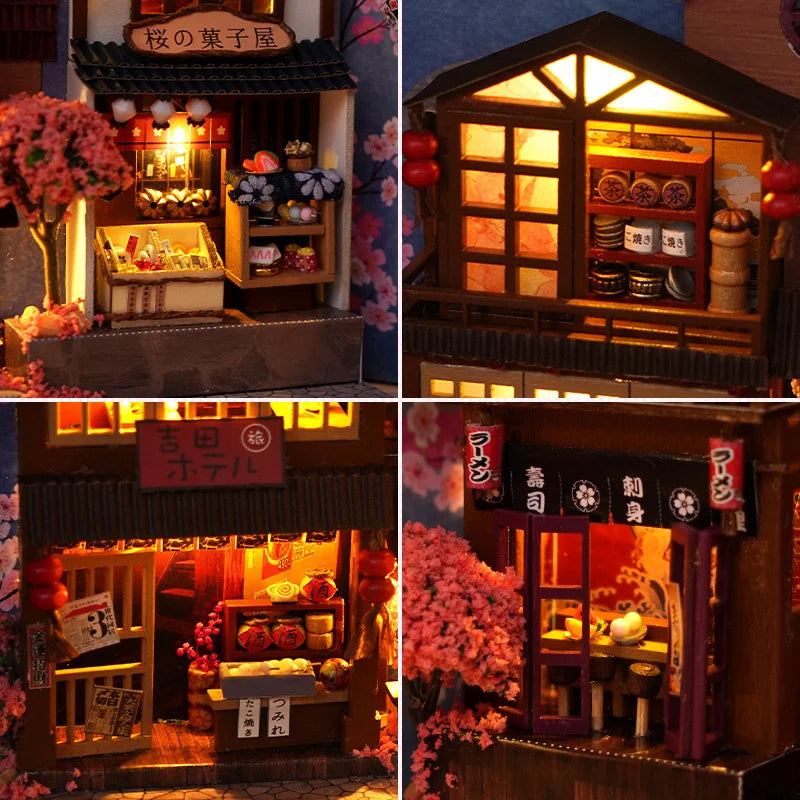 DIYCLUB-YY Model TC25 DIY Wooden Japanese Store Book Nook Miniature Dollhouse