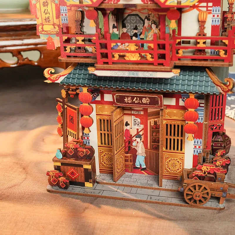 TONECHEER TQ-659 3D Puzzle DIY Desktop Storage Kit (Ancient Restaurant)
