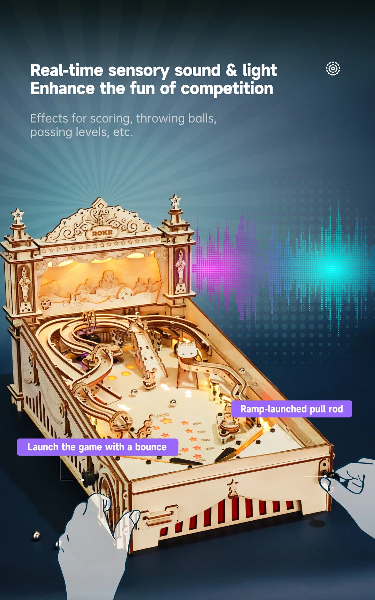 ROKR - EG01 - 3D Pinball Machine 3D Wooden Puzzle