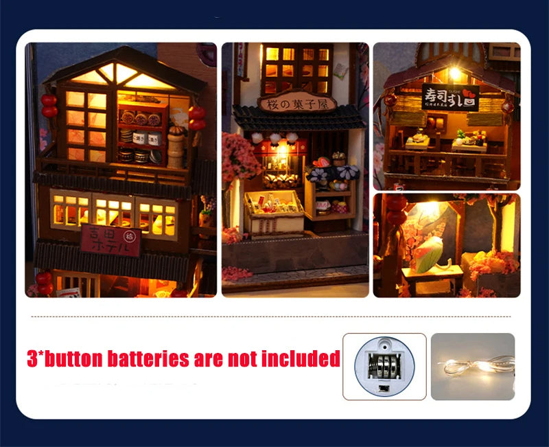 DIYCLUB-YY Model TC25 DIY Wooden Japanese Store Book Nook Miniature Dollhouse