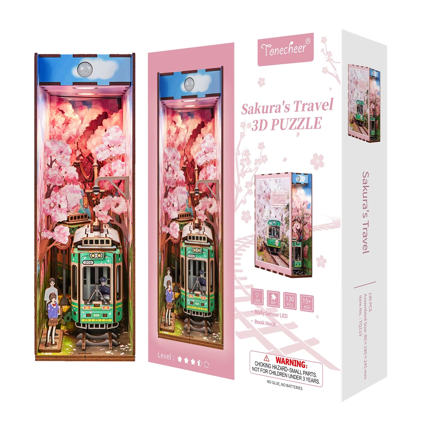 TONECHEER TQ119 (TQ516) Sakura's Travel Bookend with lights with motion sensor