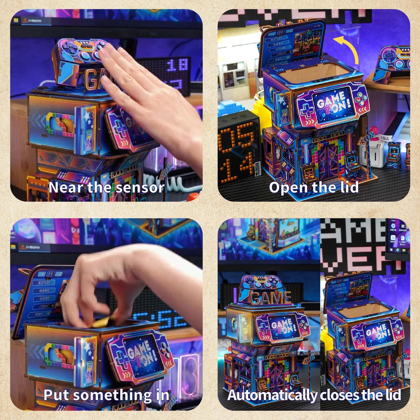 TONECHEER TQ-182 3D Puzzle Box Miniature DIY Desktop Storage Kit (Cyber Game City)
