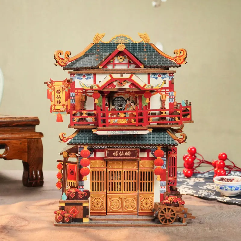 TONECHEER TQ-659 3D Puzzle DIY Desktop Storage Kit (Ancient Restaurant)
