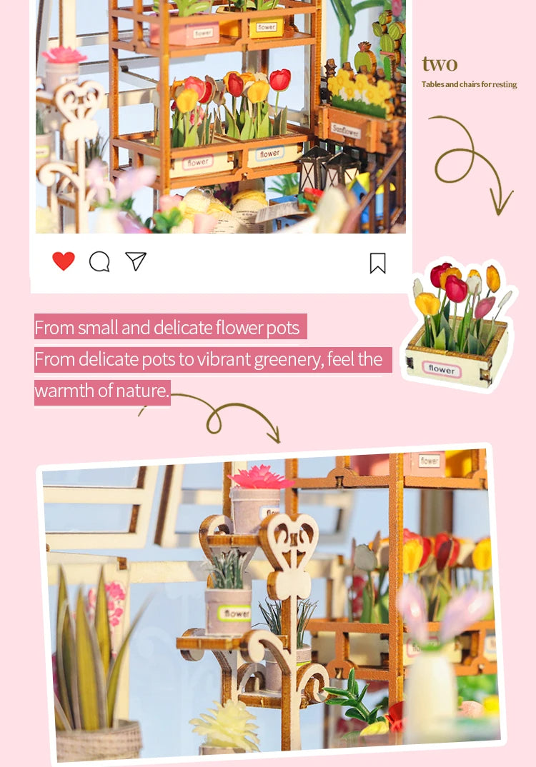 Hongda M2313 Garden House 3D Wooden Diy BookNook With Light