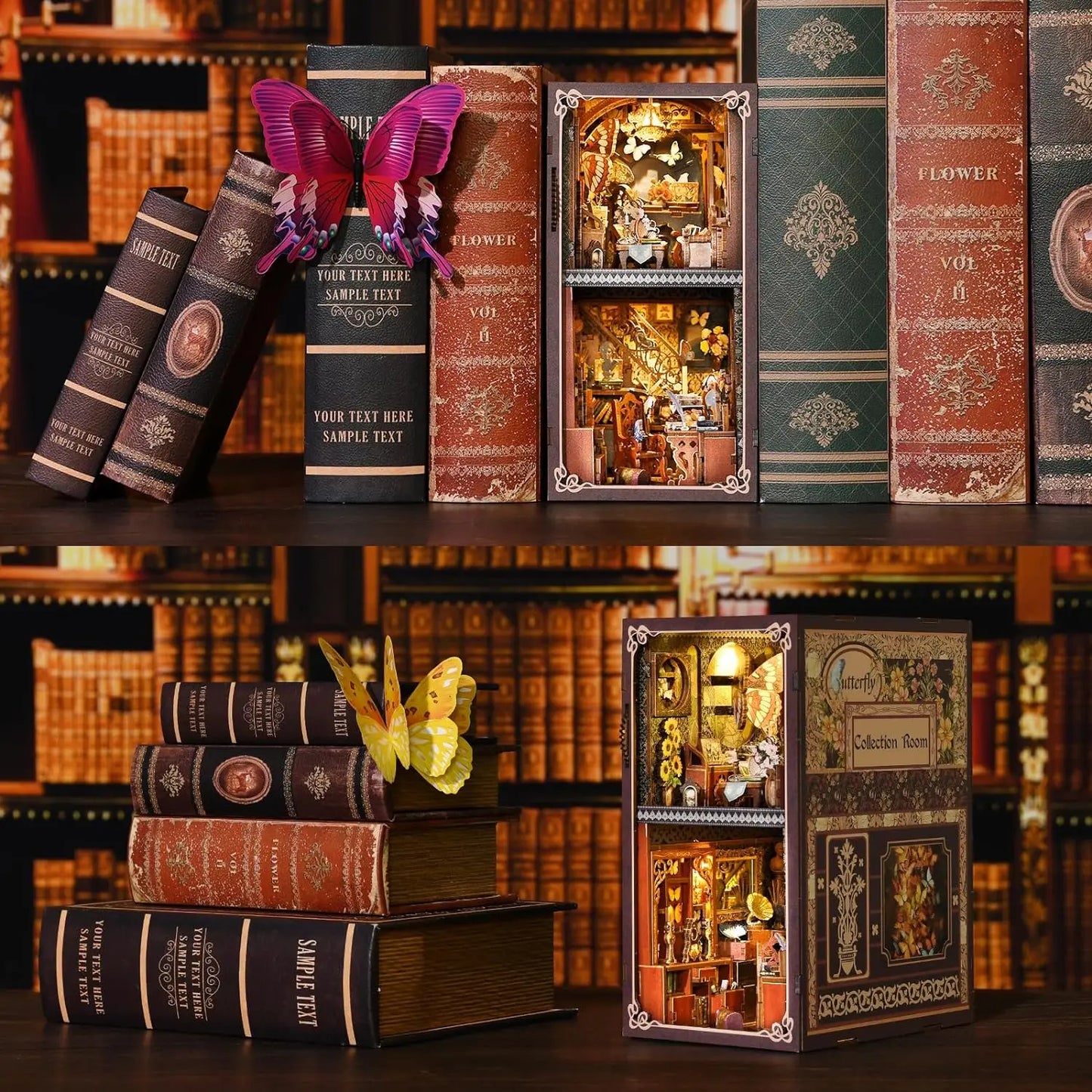 Hamaileon YM-03 Butterfly Collection Room Book Nook with LED Lights