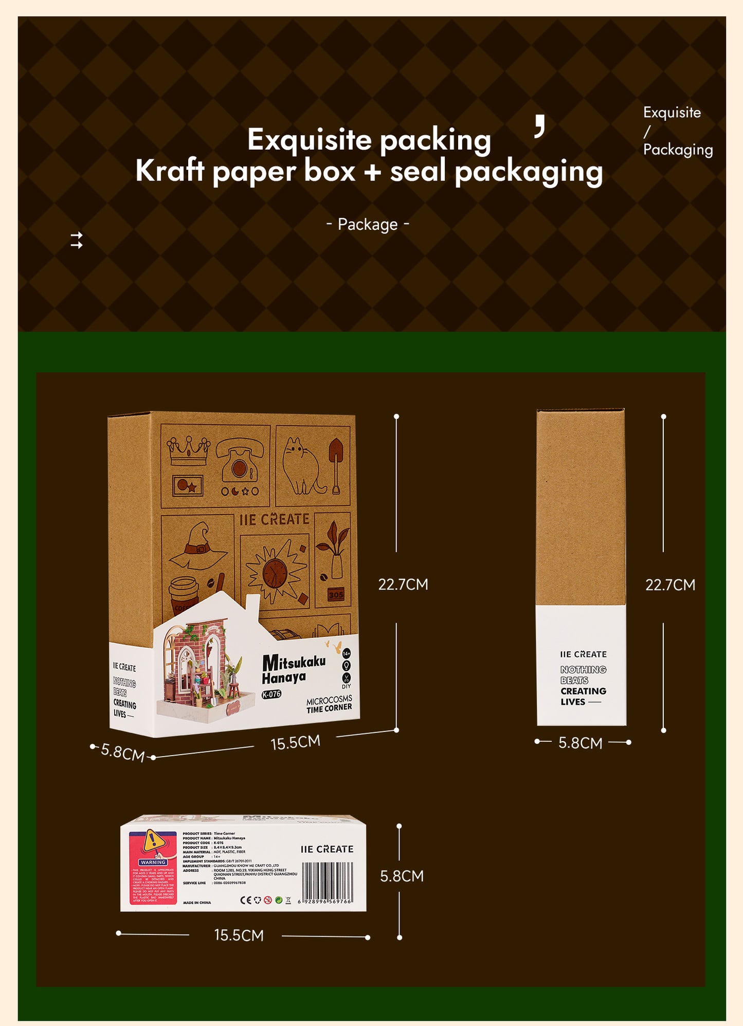 Knowme IIE Create Minature Dollhouse series K080 Flower Time Arts (with Led Light)