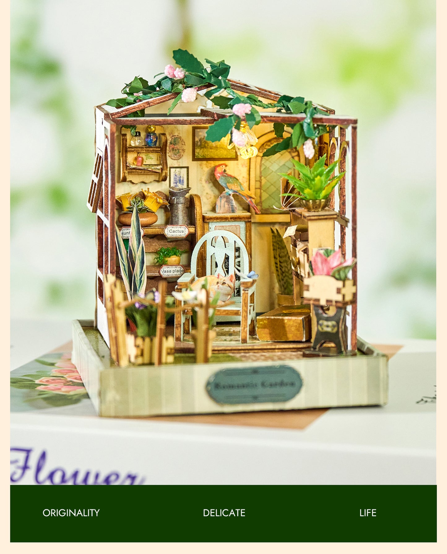 Knowme IIE Create Minature Dollhouse series K080 Flower Time Arts (with Led Light)