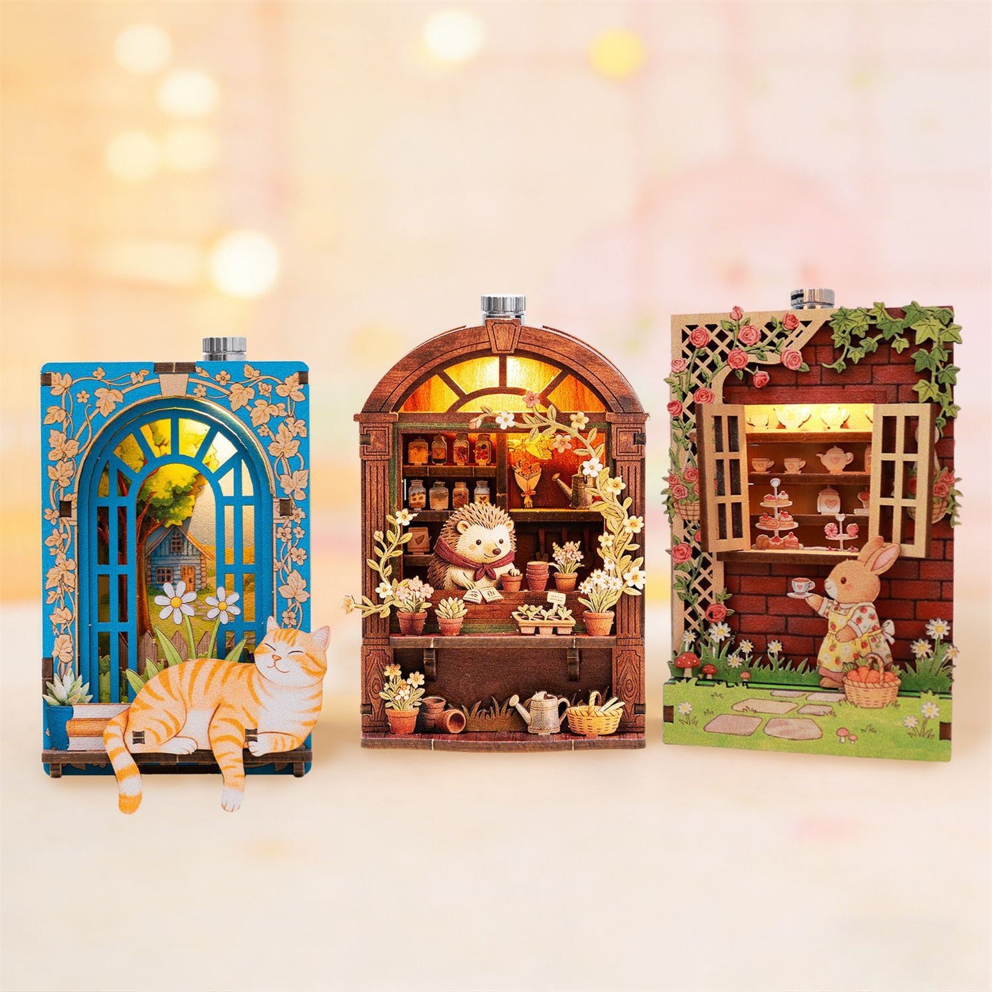 Hamaileon RFM06 Kitten-Themed Street Corner Mini House Fridge Magnet.