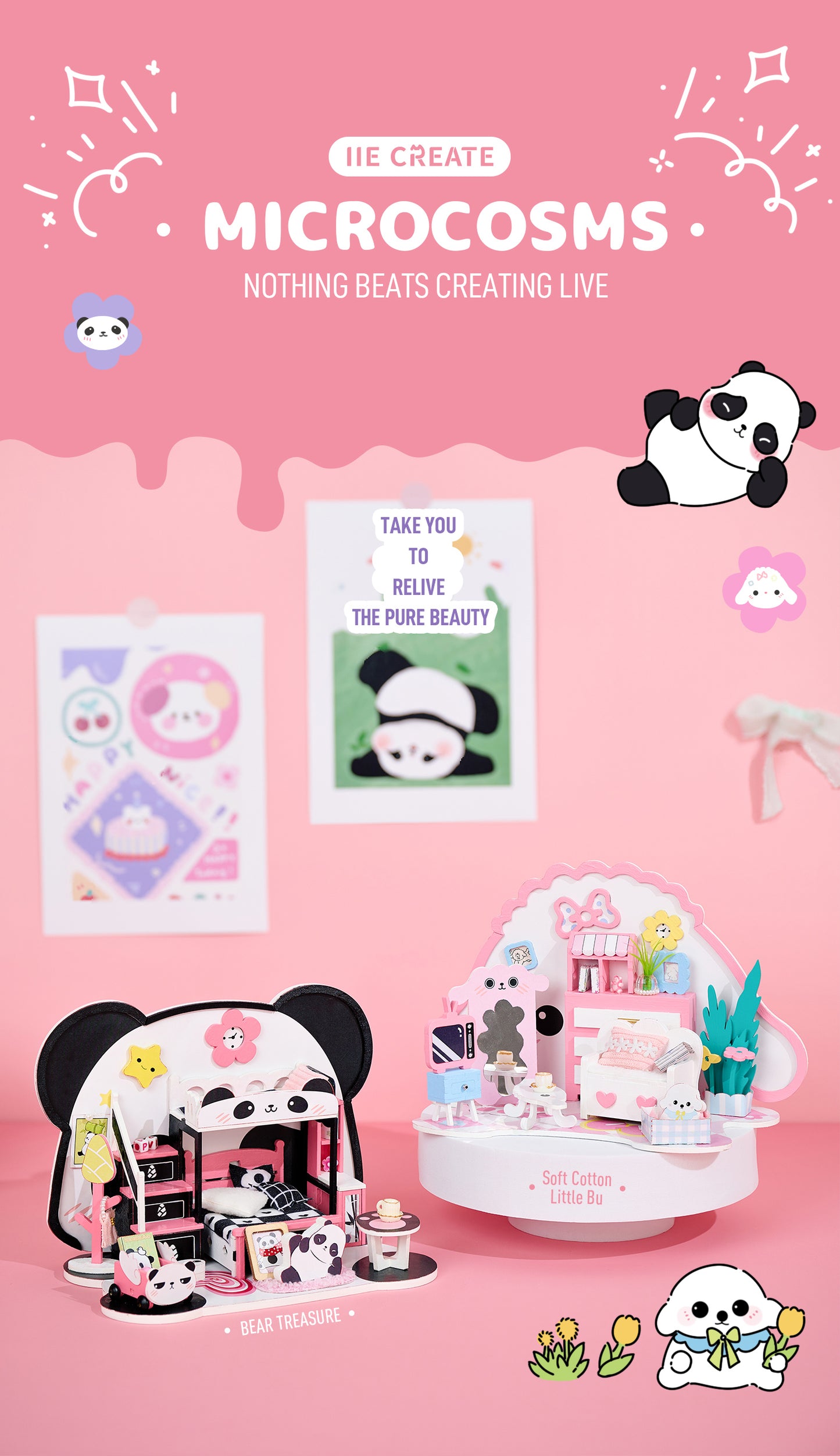 Knowme microcosms Miniature dollhouse  - P-1015 - Panda bedroom