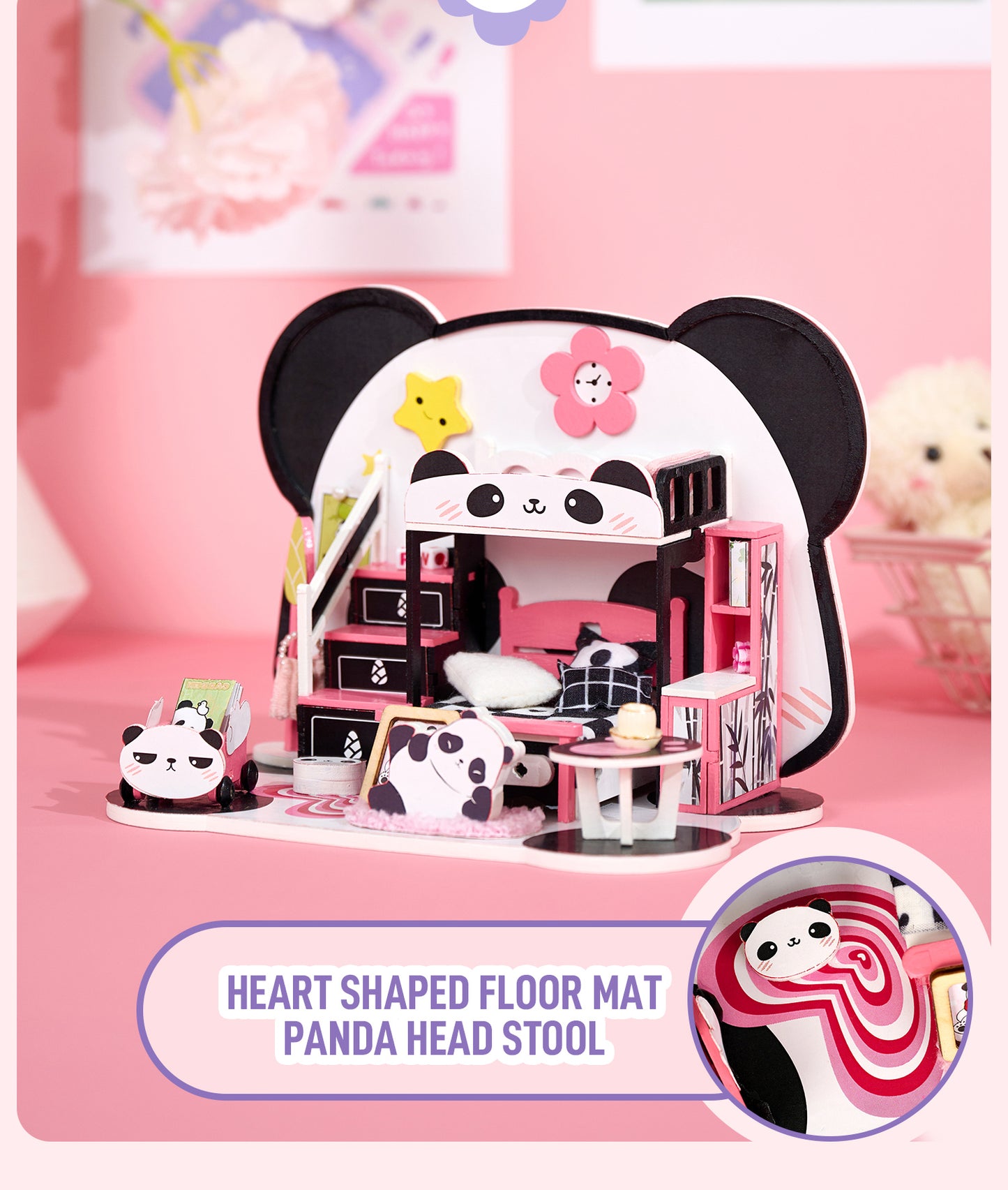 Knowme microcosms Miniature dollhouse  - P-1015 - Panda bedroom
