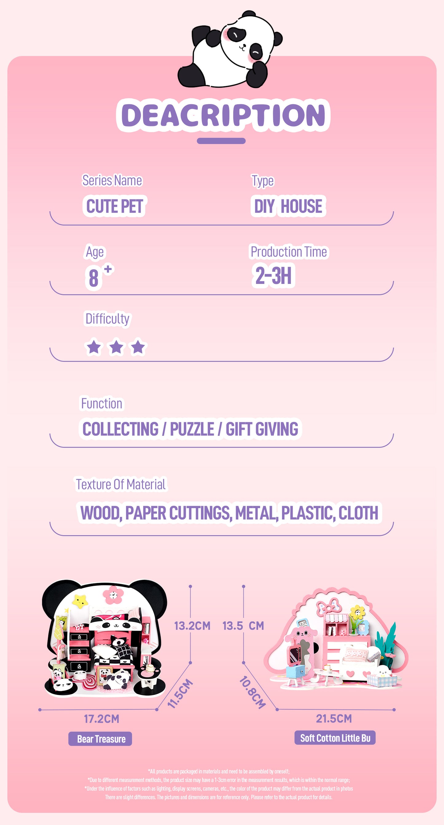 Knowme microcosms Miniature dollhouse  - P-1015 - Panda bedroom