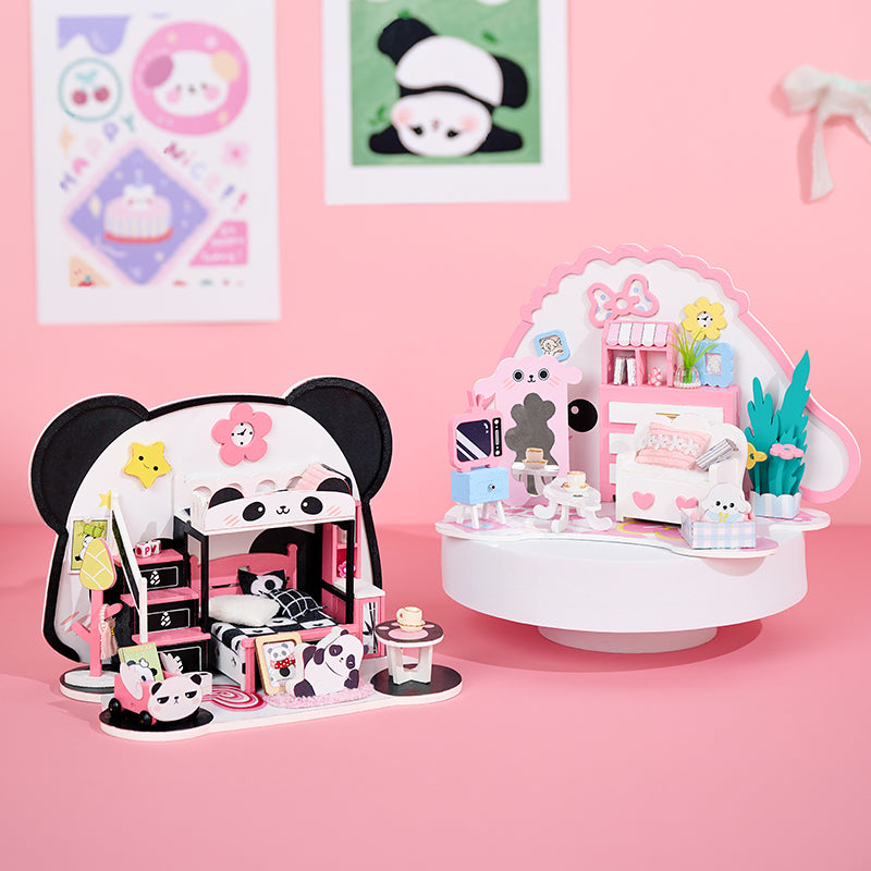 Knowme microcosms Miniature dollhouse  - P-1015 - Panda bedroom