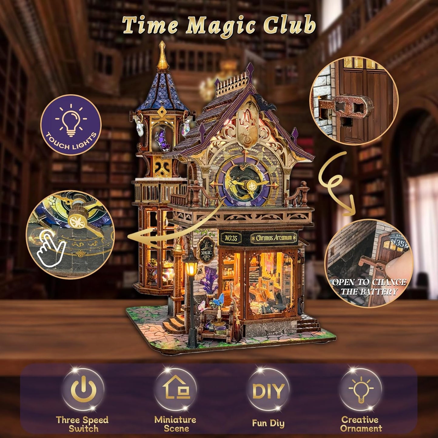 (Pre-order) Hamaileon SQ71 Time Magic Club Retro Clock 3D Book Nook Wooden Puzzle