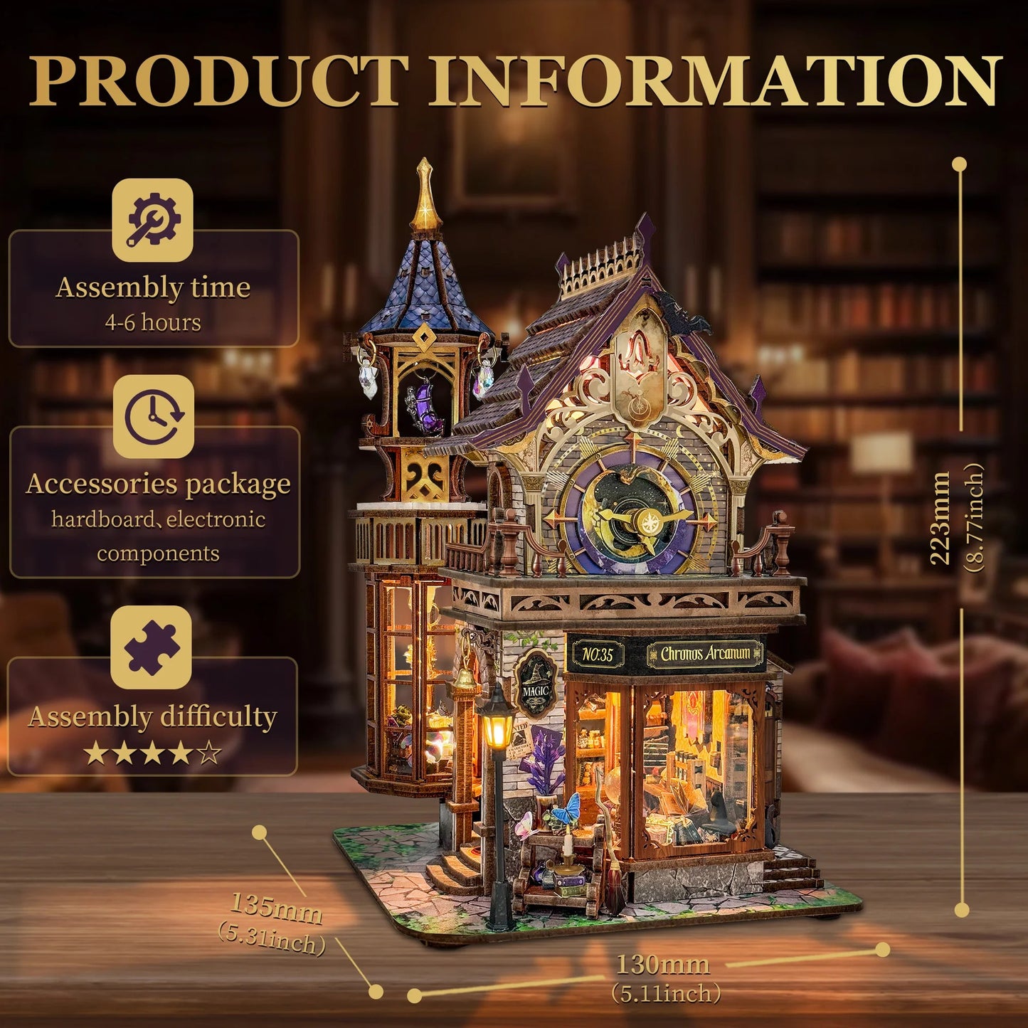 (Pre-order) Hamaileon SQ71 Time Magic Club Retro Clock 3D Book Nook Wooden Puzzle