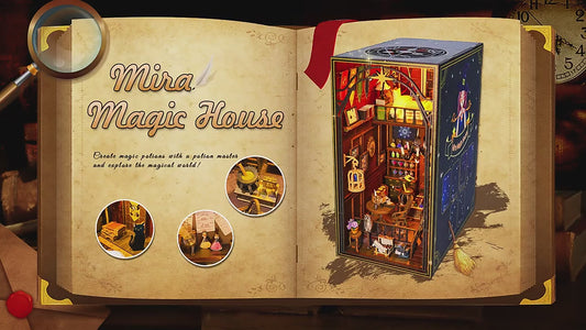 Hondga M2311 Mira Magic House Miniature  3d Wooden Book Nook Kit With Light